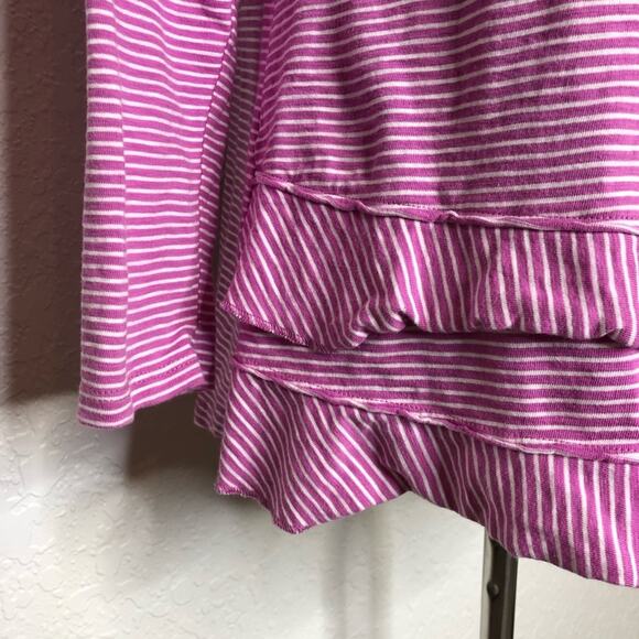 Soft Surroundings purple white striped ruffle hem knit top size Petite Medium - Picture 4 of 8